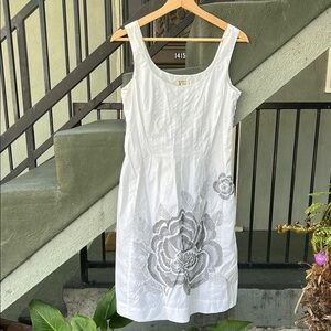 Biya by Johnny Was Cotton and Silk Dress Bohemian Wedding Bridal Embroidered S